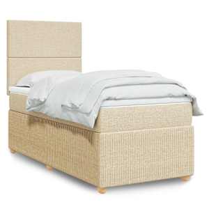 Box spring postelja z vzmetnico krem 100x200 cm blago