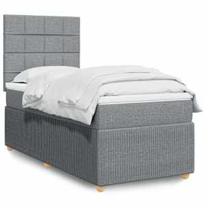 Box spring postelja z vzmetnico svetlo siv 100x200 cm blago
