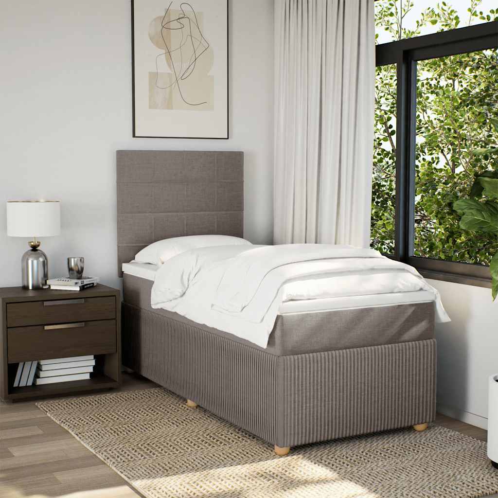 vidaXL Boxspring met matras stof taupe 100x200 cm, foto 2
