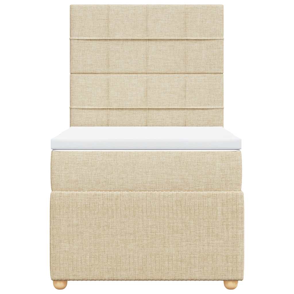 vidaXL Boxspring met matras stof crèmekleurig 100x200 cm, foto 4