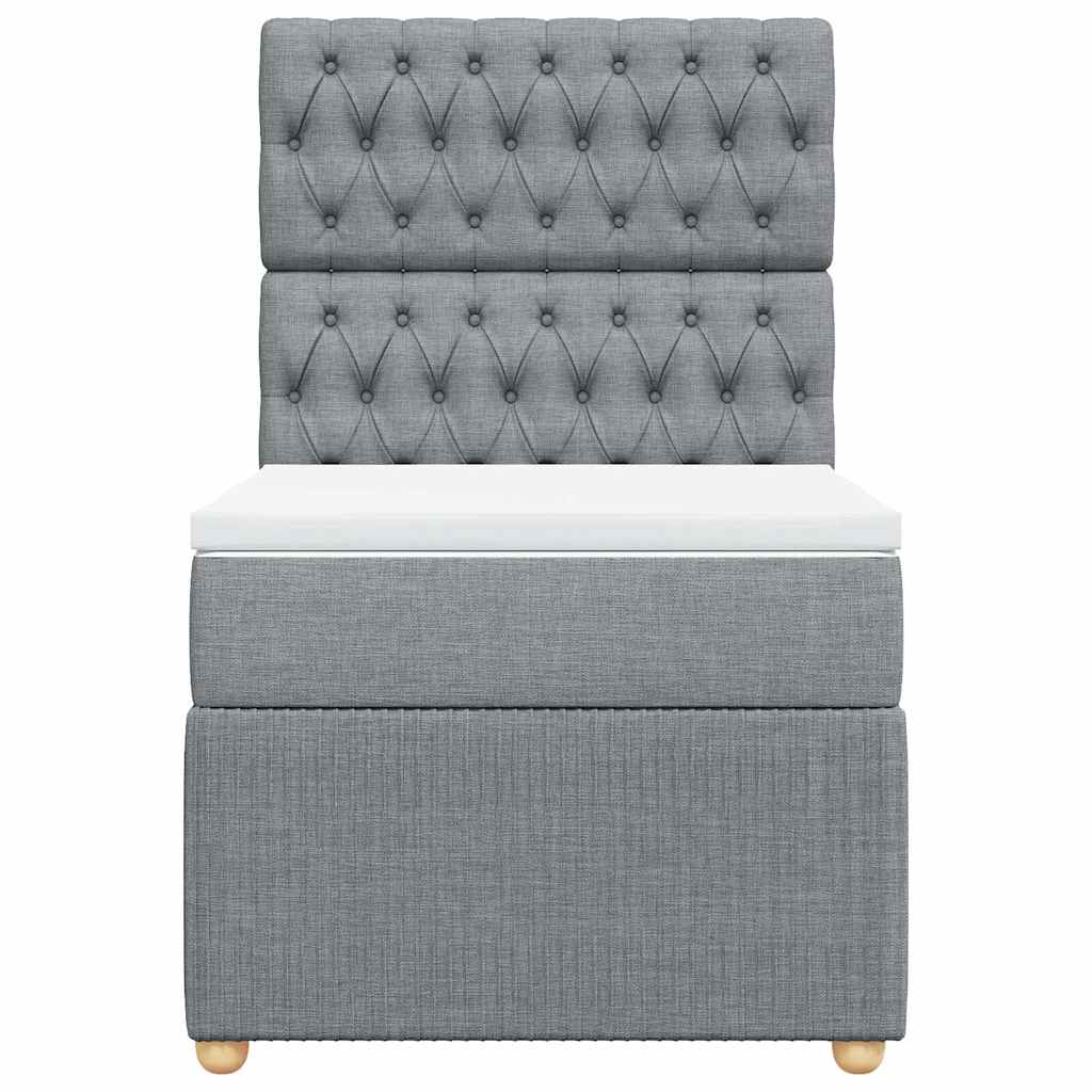 vidaXL Boxspring met matras stof lichtgrijs 100x200 cm grijs, foto 4