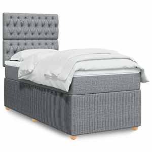 Box spring postelja z vzmetnico svetlo siv 100x200 cm blago
