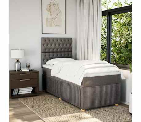 vidaXL Cama box spring con colch&oacute;n tela gris taupe 100x200 cm