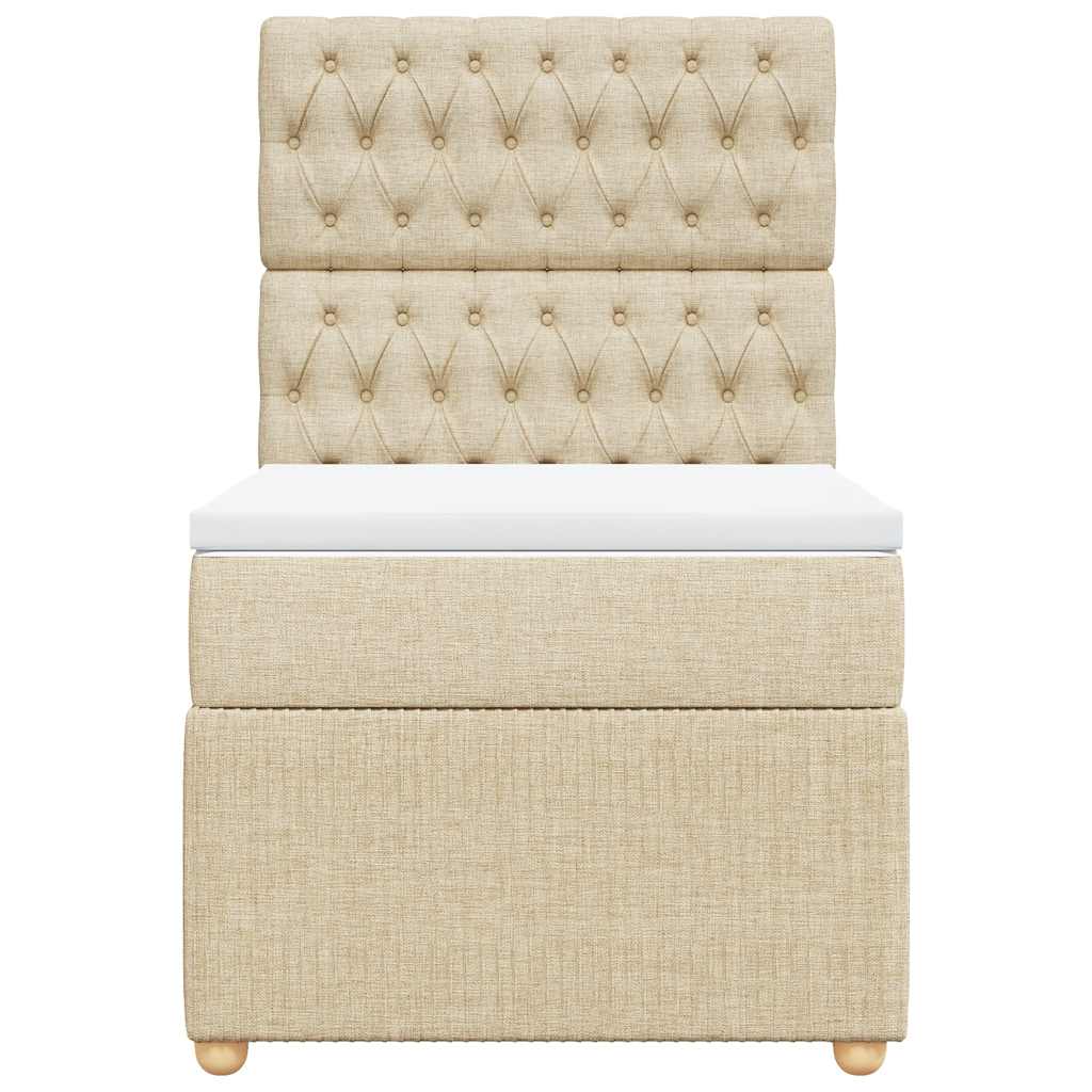 vidaXL Boxspring met matras stof crèmekleurig 100x200 cm, foto 4