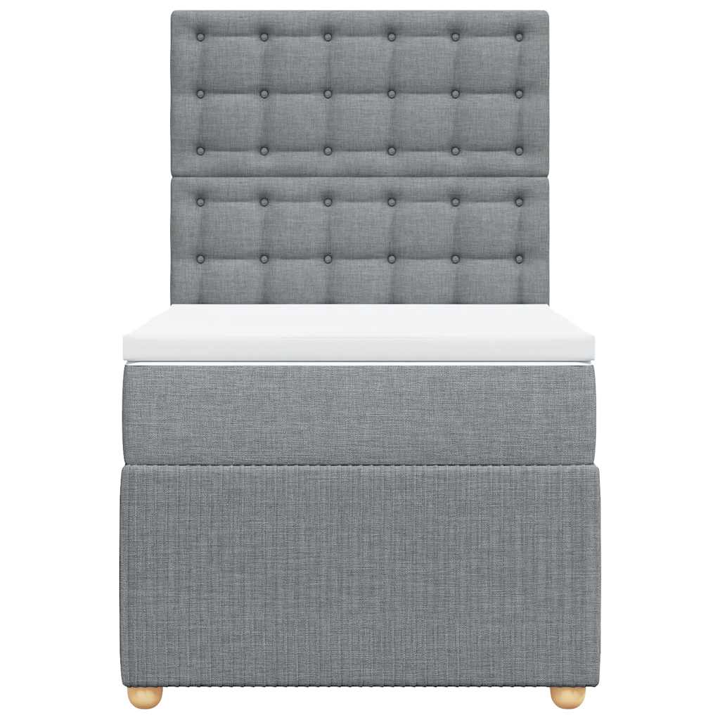 vidaXL Boxspring met matras stof lichtgrijs 100x200 cm grijs, foto 4