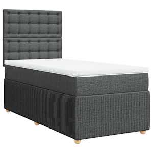 Box spring postel s matrací tmavě šedá 100 x 200 cm textil - obrázek 2