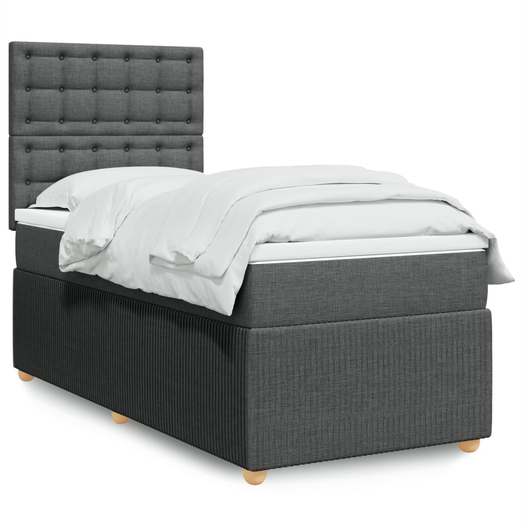 Boxspringbett mit Matratze Dunkelgrau 100×200 cm Stoff