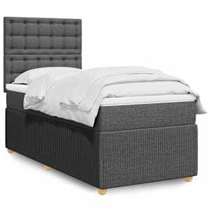 Box spring postelja z vzmetnico temno siva 100x200 cm blago