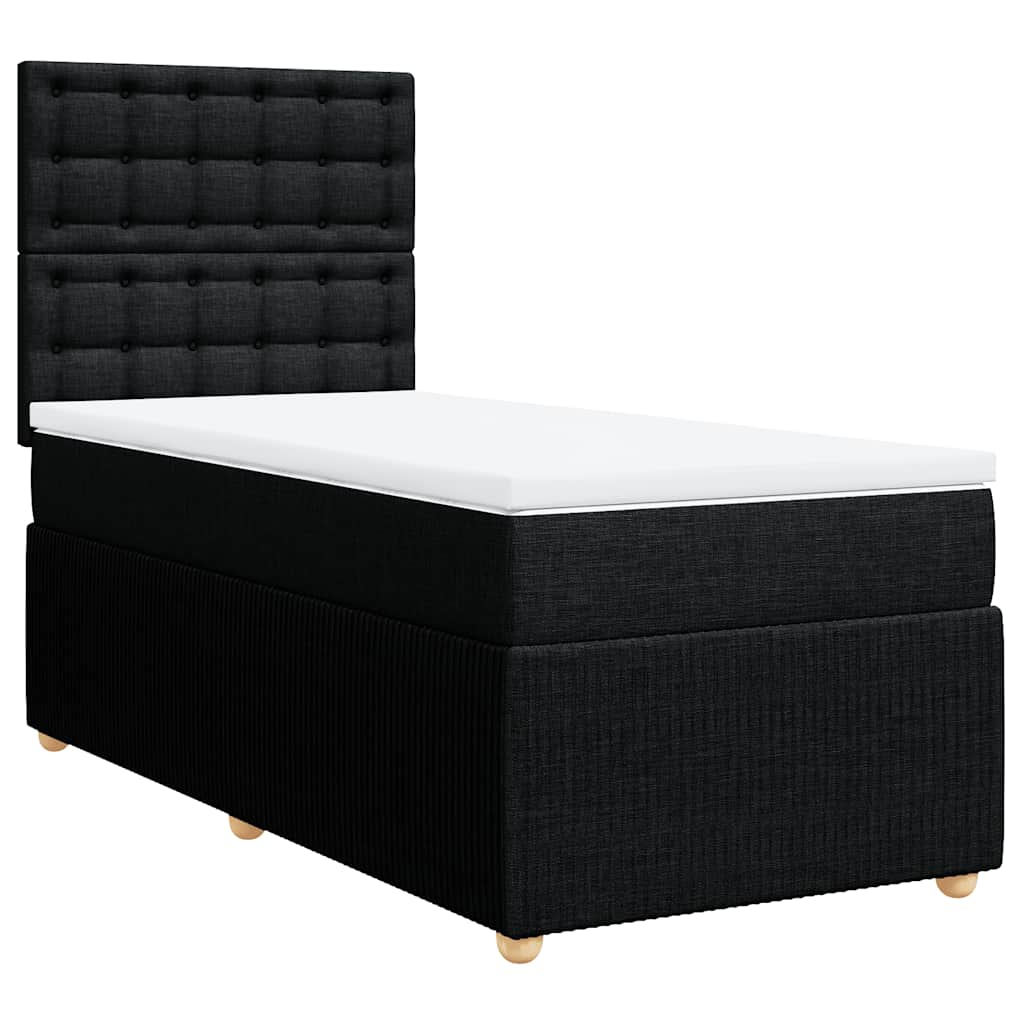 vidaXL Pat box spring cu saltea, negru, 100x200 cm, textil