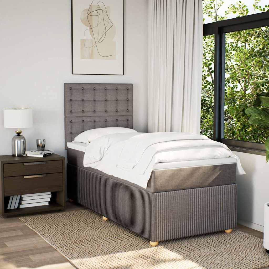 vidaXL Boxspring met matras stof taupe 100x200 cm afbeelding