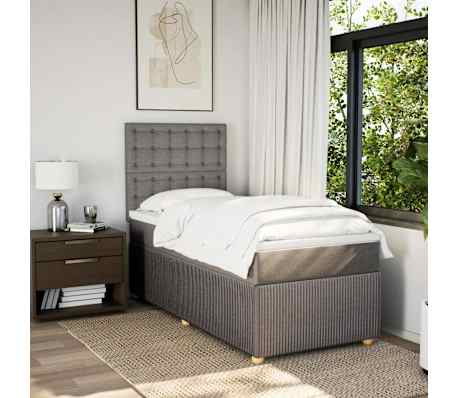 vidaXL Boxspringbett mit Matratze Taupe 100x200 cm Stoff