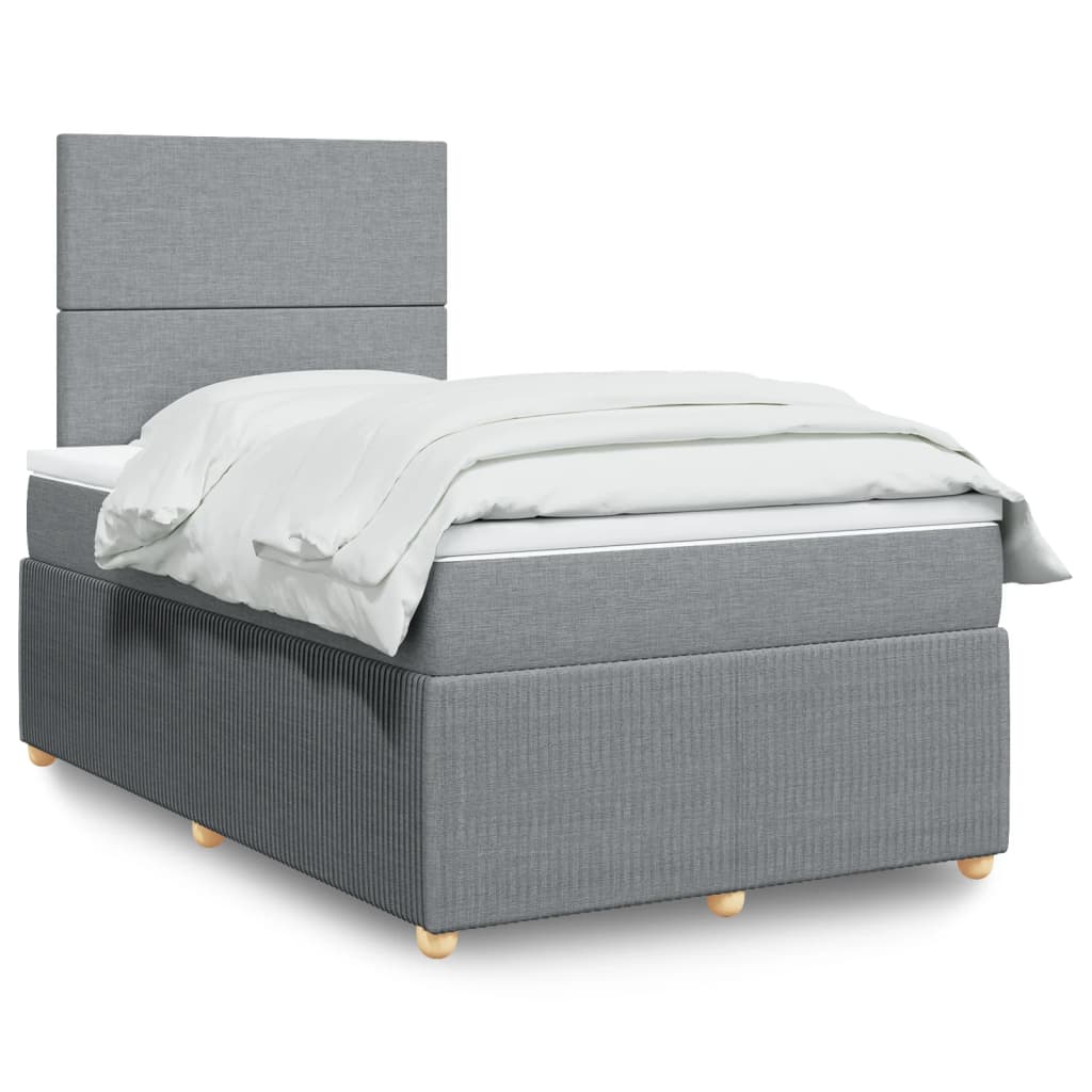 Boxspringbett mit Matratze Hellgrau 120×190 cm Stoff