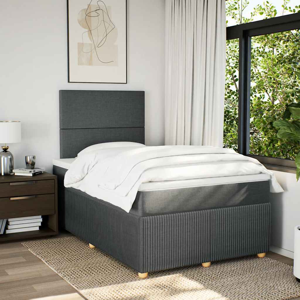 vidaXL Boxspring met matras stof donkergrijs 120x190 cm afbeelding