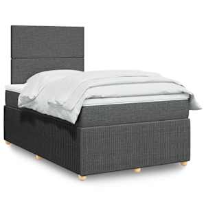 Box spring postel s matrací tmavě šedá 120x190 cm textil - obrázek 1