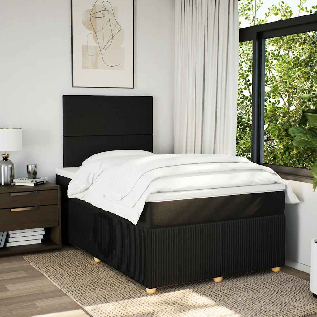 vidaXL Boxspring met matras stof zwart 120x190 cm afbeelding