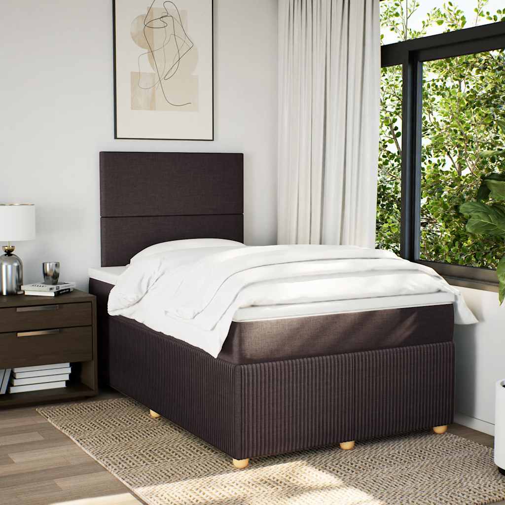 vidaXL Boxspring met matras stof donkerbruin 120x190 cm afbeelding