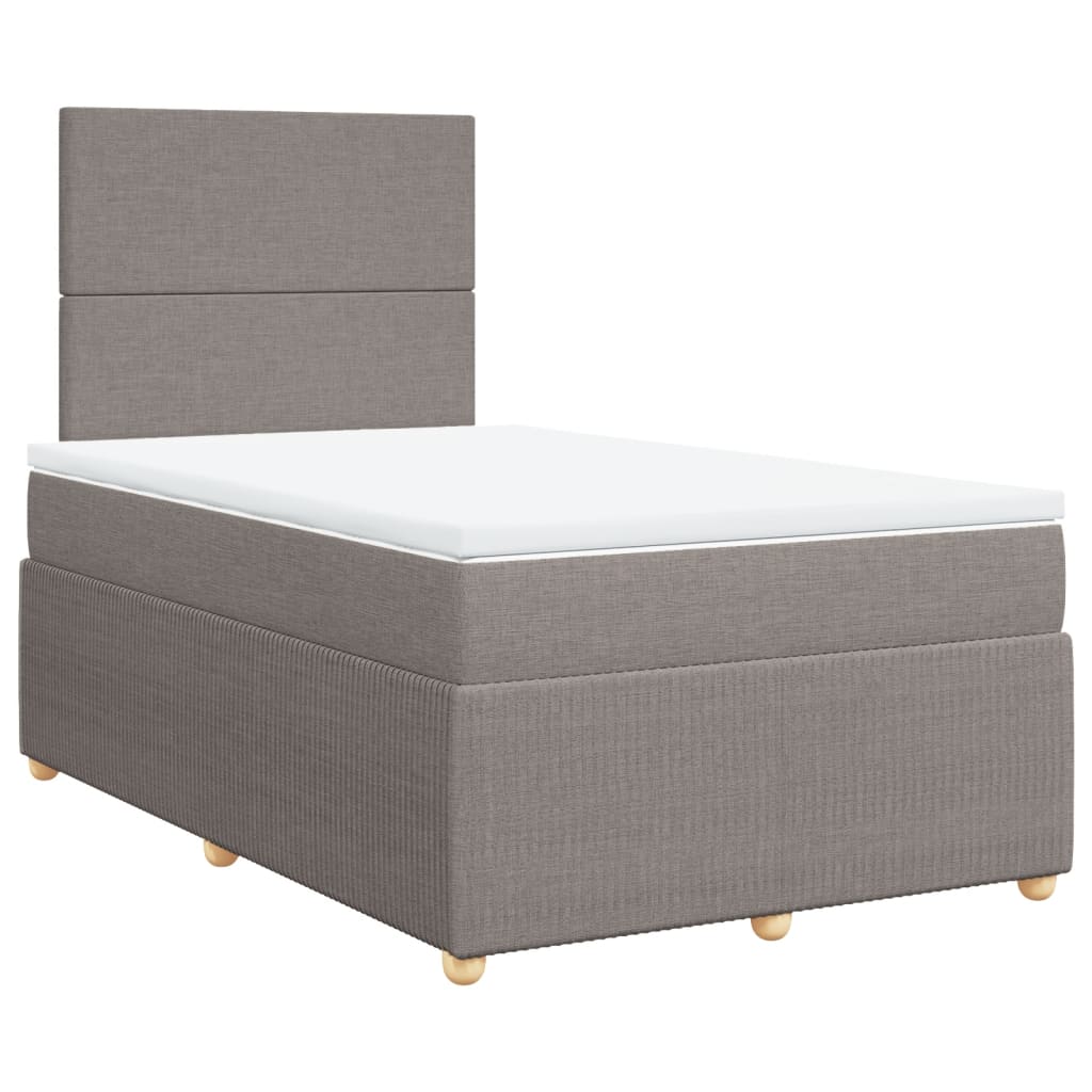 vidaXL Box spring postelja z vzmetnico taupe 120x190 cm blago