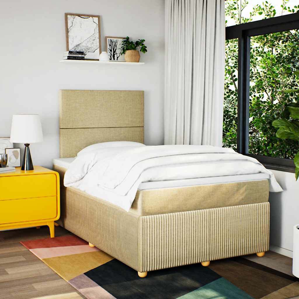 vidaXL Boxspring met matras stof crèmekleurig 120x190 cm afbeelding