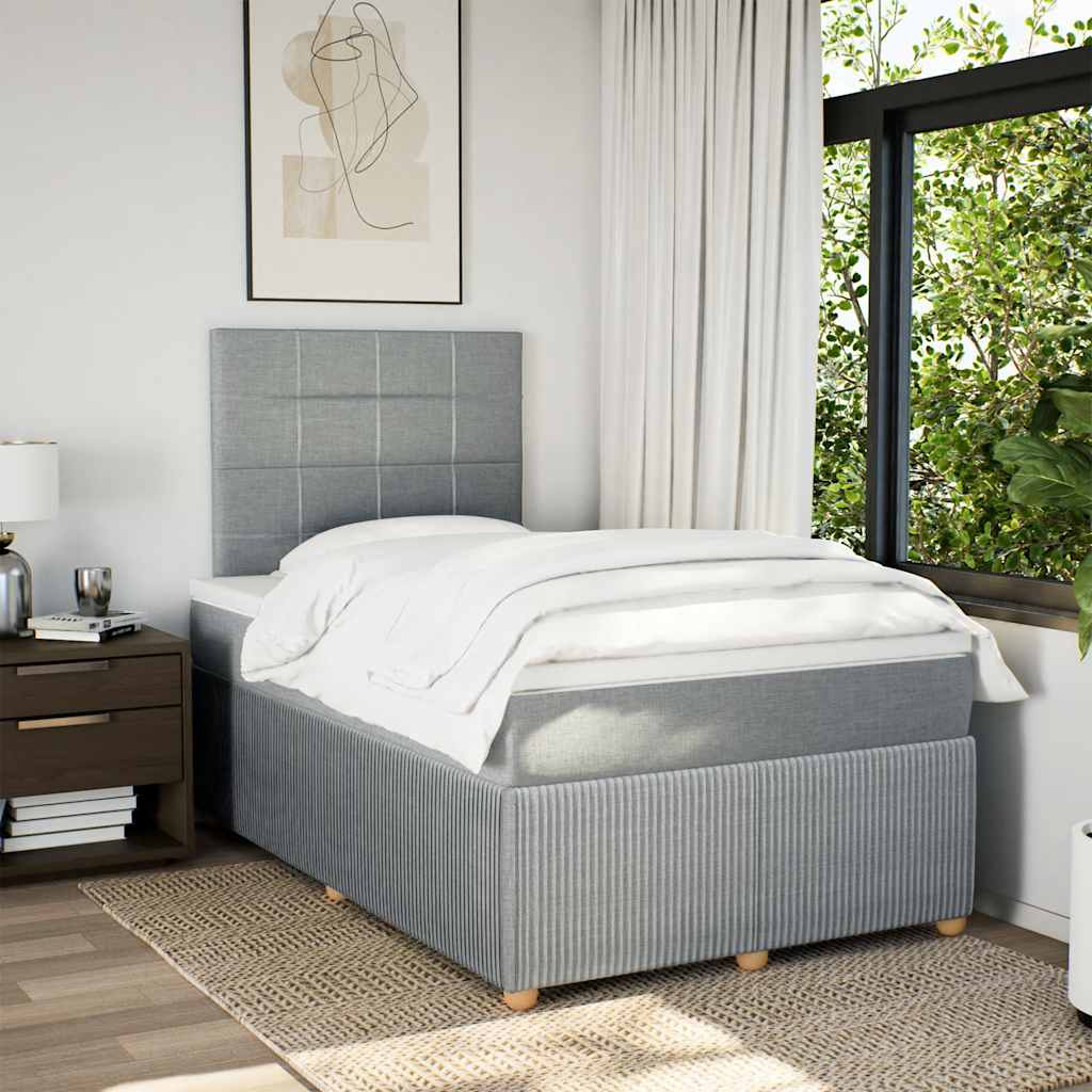 vidaXL Boxspring met matras stof lichtgrijs 120x190 cm grijs, foto 2