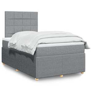 Boxspring postelja z vzmetnico svetlo siva 120x190 cm blago