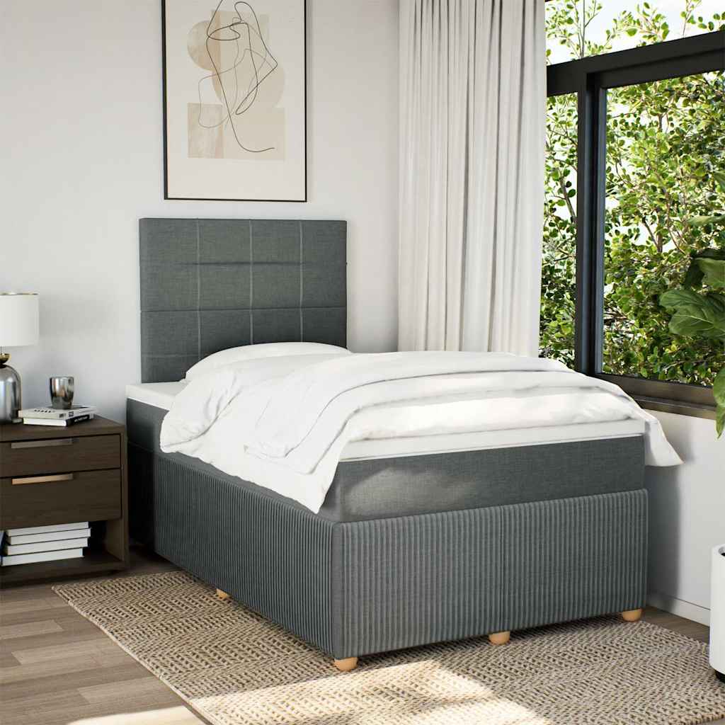 vidaXL Boxspring met matras stof donkergrijs 120x190 cm afbeelding