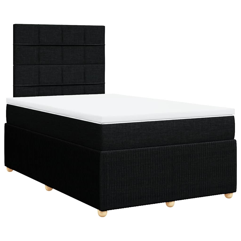vidaXL Pat box spring cu saltea, negru, 120x190 cm, catifea