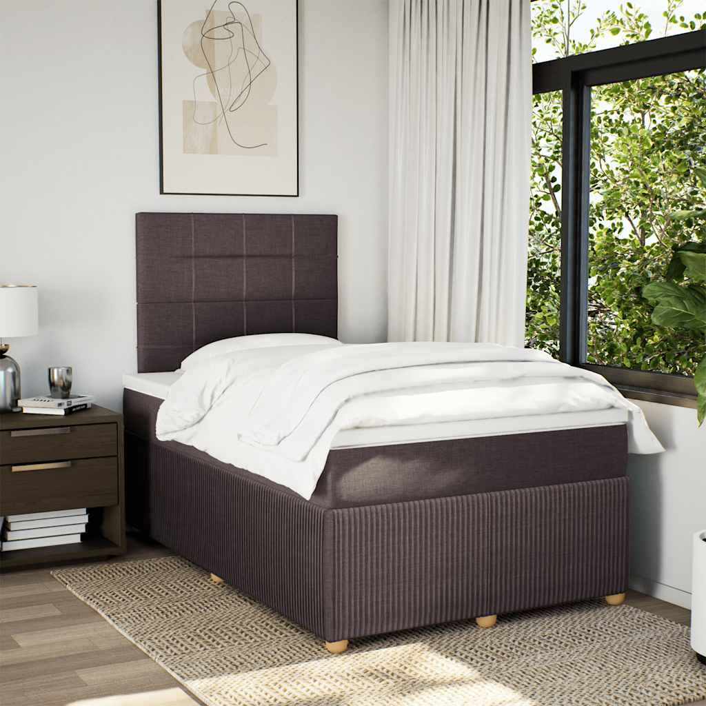 vidaXL Boxspring met matras stof donkerbruin 120x190 cm afbeelding
