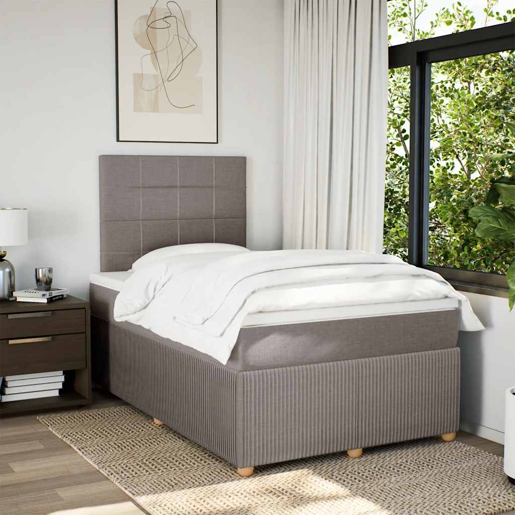 vidaXL Boxspring met matras stof taupe 120x190 cm afbeelding