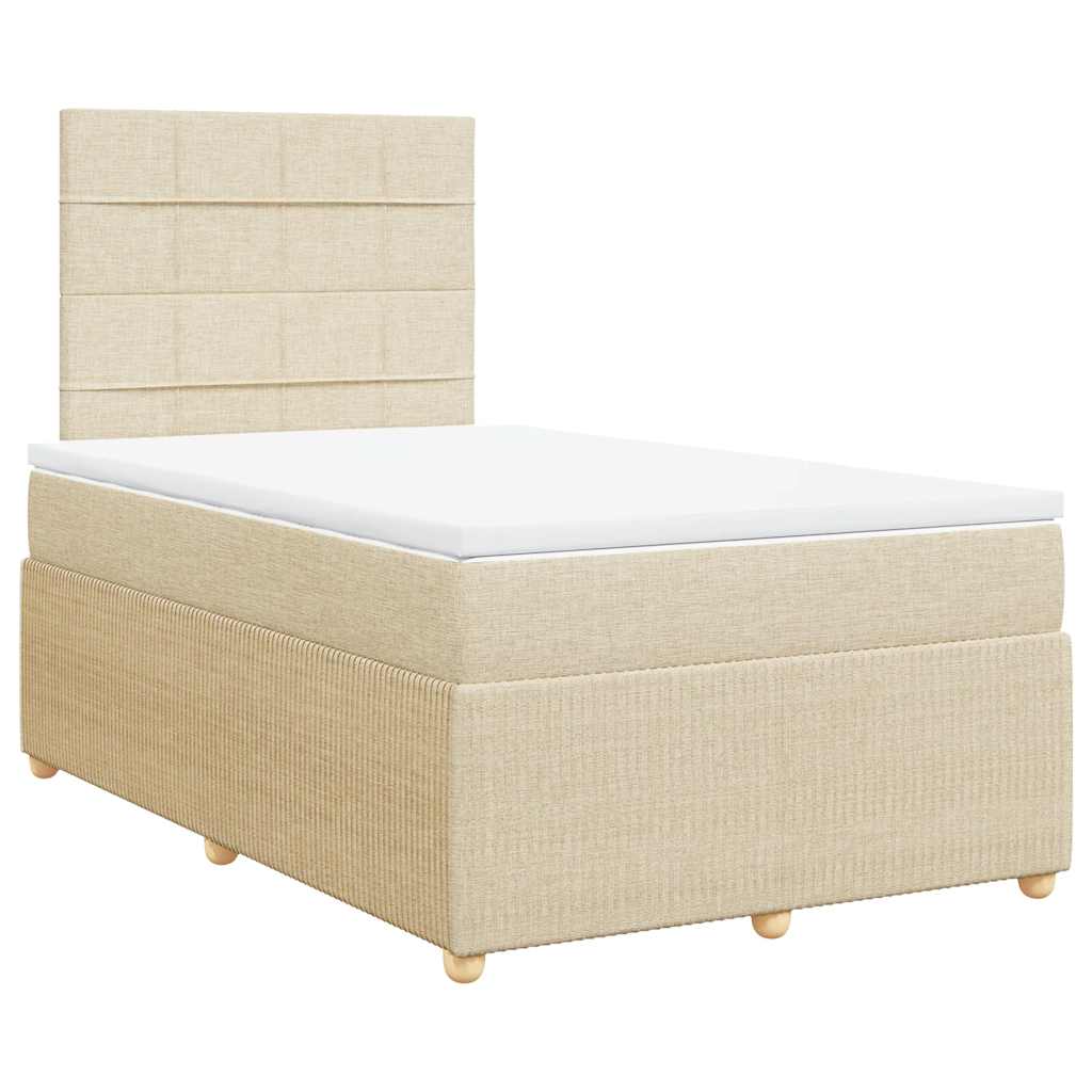 vidaXL Pat continental cu saltea, crem, 120x190 cm, textil