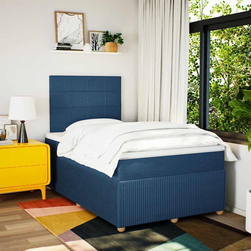 vidaXL Boxspring met matras stof blauw 120x190 cm afbeelding