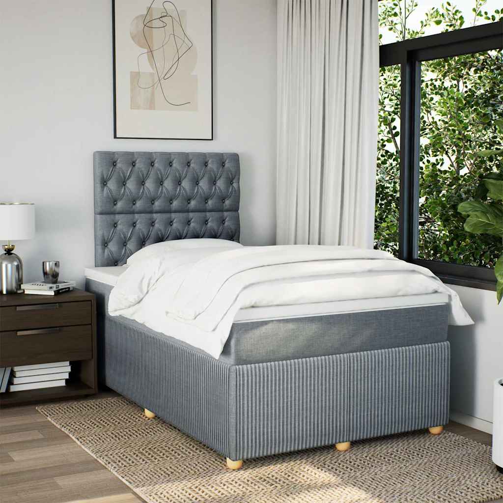 vidaXL Boxspring met matras stof lichtgrijs 120x190 cm grijs, foto 2