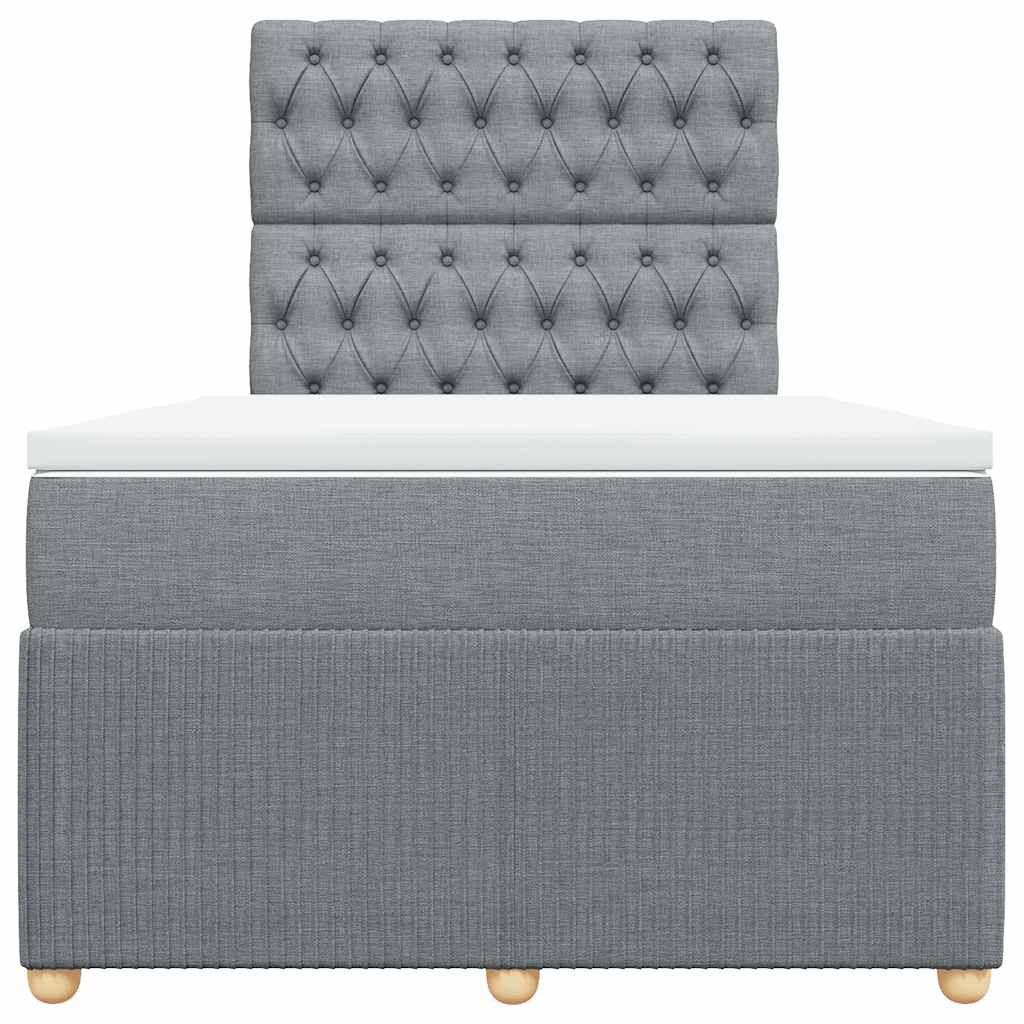 vidaXL Boxspring met matras stof lichtgrijs 120x190 cm grijs, foto 4
