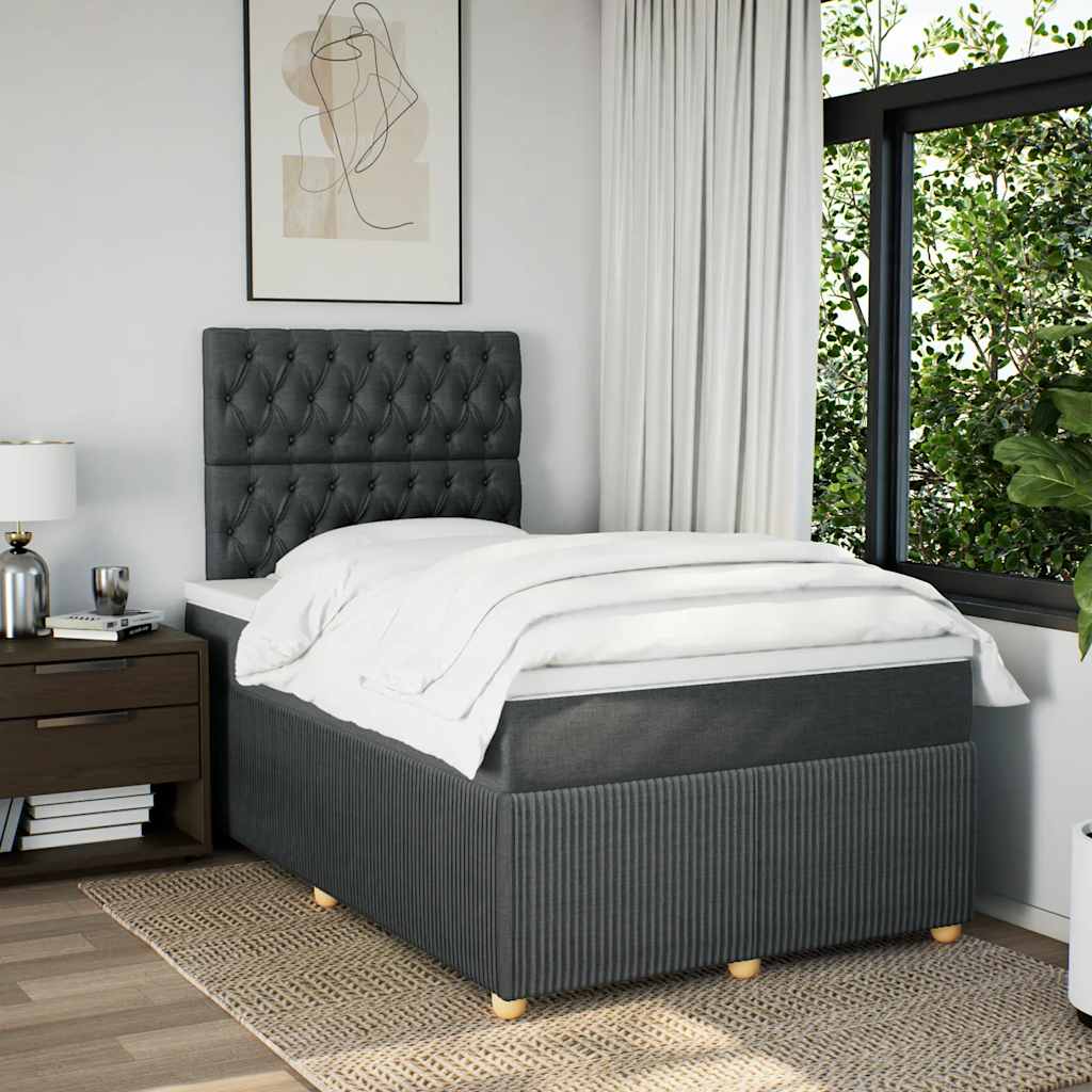 vidaXL Boxspring met matras stof donkergrijs 120x190 cm afbeelding