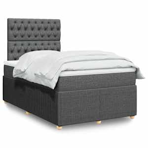 Box spring postel s matrací tmavě šedá 120x190 cm textil - obrázek 1