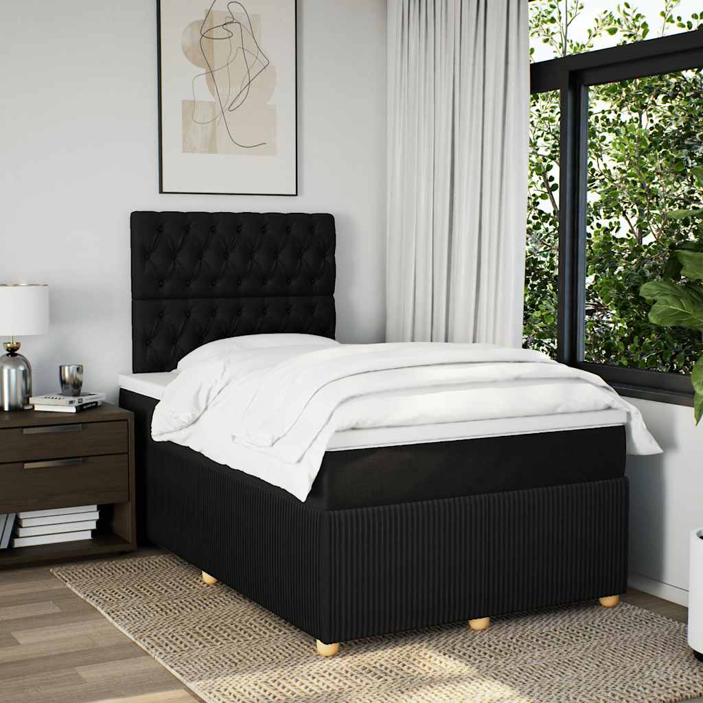 vidaXL Boxspring met matras stof zwart 120x190 cm afbeelding