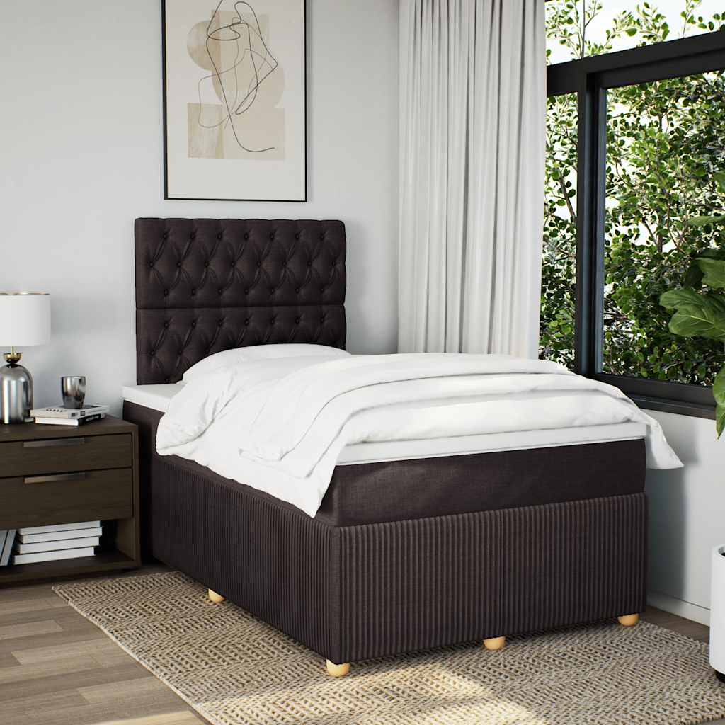 vidaXL Boxspring met matras stof donkerbruin 120x190 cm afbeelding