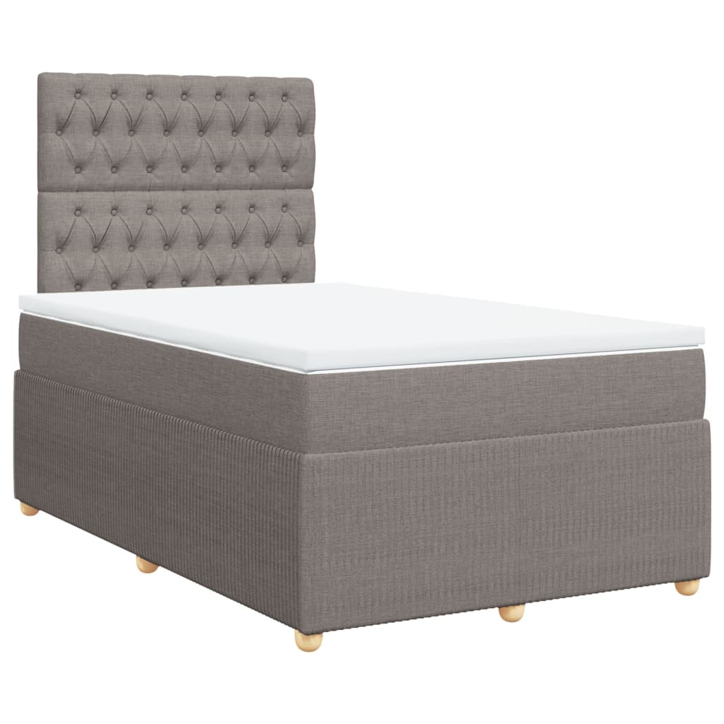 vidaXL Box spring postelja z vzmetnico taupe 120x190 cm blago