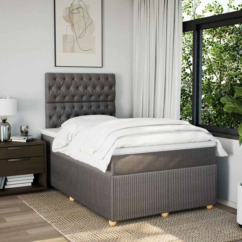 vidaXL Boxspring met matras stof taupe 120x190 cm afbeelding