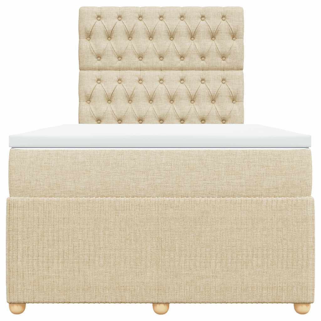 vidaXL Boxspring met matras stof crèmekleurig 120x190 cm, foto 4