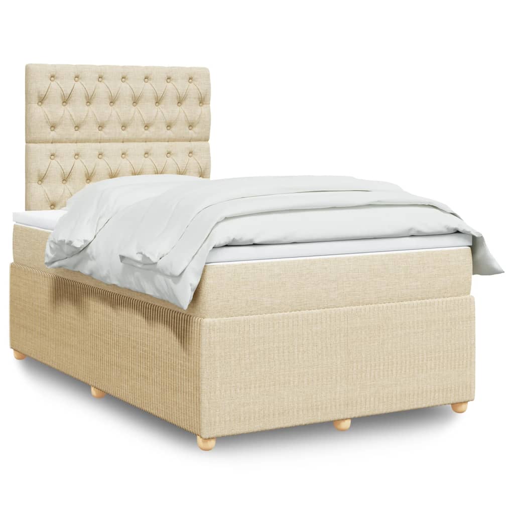 Boxspringbett mit Matratze Creme 120×190 cm Stoff