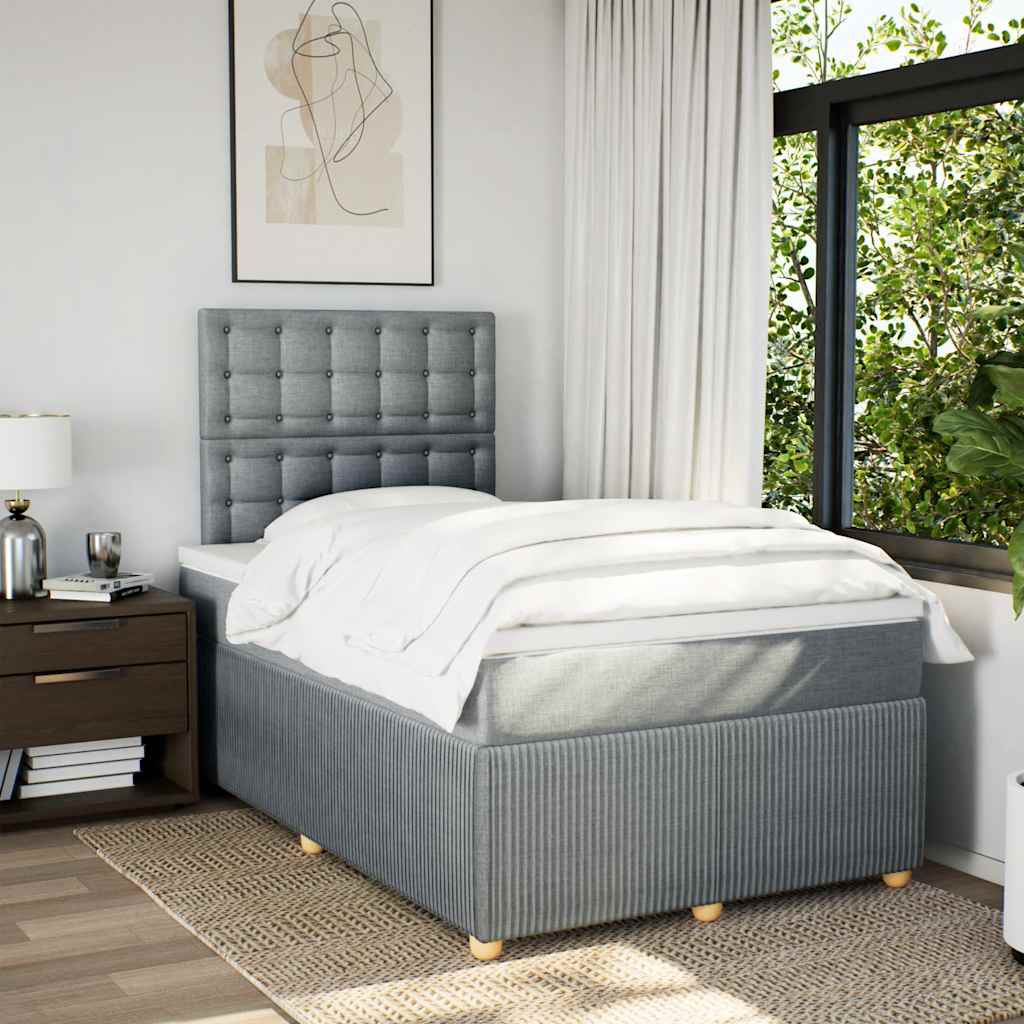 vidaXL Boxspring met matras stof lichtgrijs 120x190 cm afbeelding