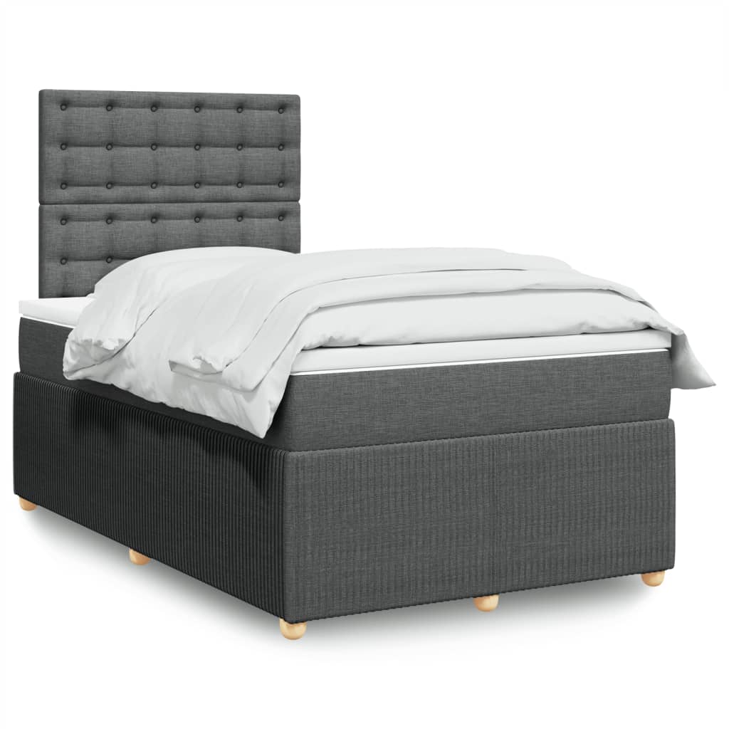 Boxspringbett mit Matratze Dunkelgrau 120×190 cm Stoff