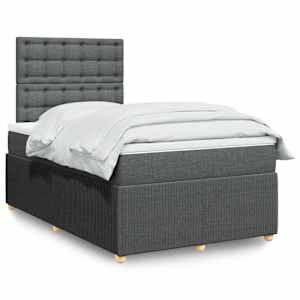 Box spring postel s matrací tmavě šedá 120x190 cm textil - obrázek 1