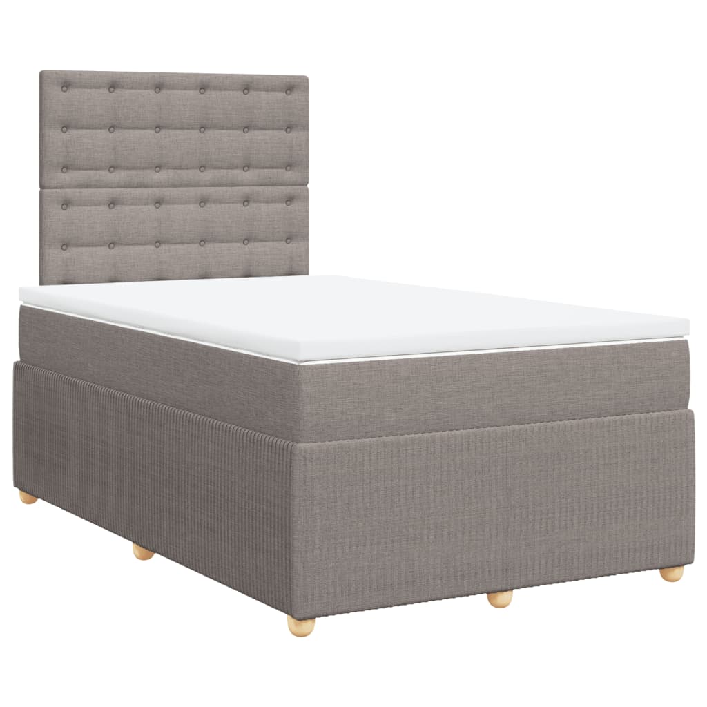 vidaXL Box spring postelja z vzmetnico taupe 120x190 cm blago