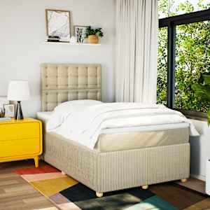 Box spring postel s matrací krémová 120x190 cm textil - obrázek 3