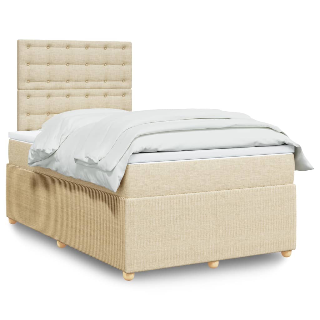 Boxspringbett mit Matratze Creme 120×190 cm Stoff