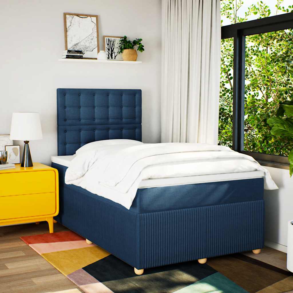 vidaXL Boxspring met matras stof blauw 120x190 cm, foto 2