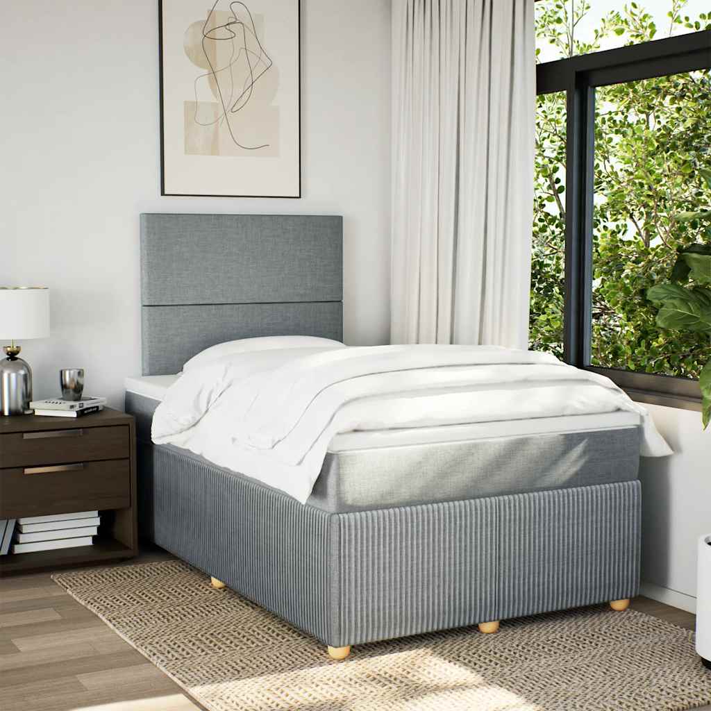 vidaXL Boxspring met matras stof lichtgrijs 120x200 cm afbeelding