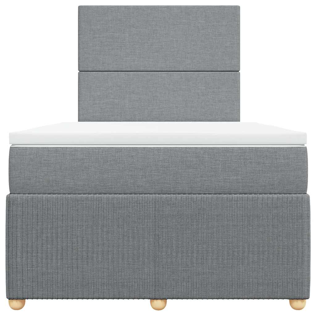 vidaXL Boxspring met matras stof lichtgrijs 120x200 cm grijs, foto 4