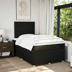 vidaXL Pat box spring cu saltea, negru, 120x200 cm, textil